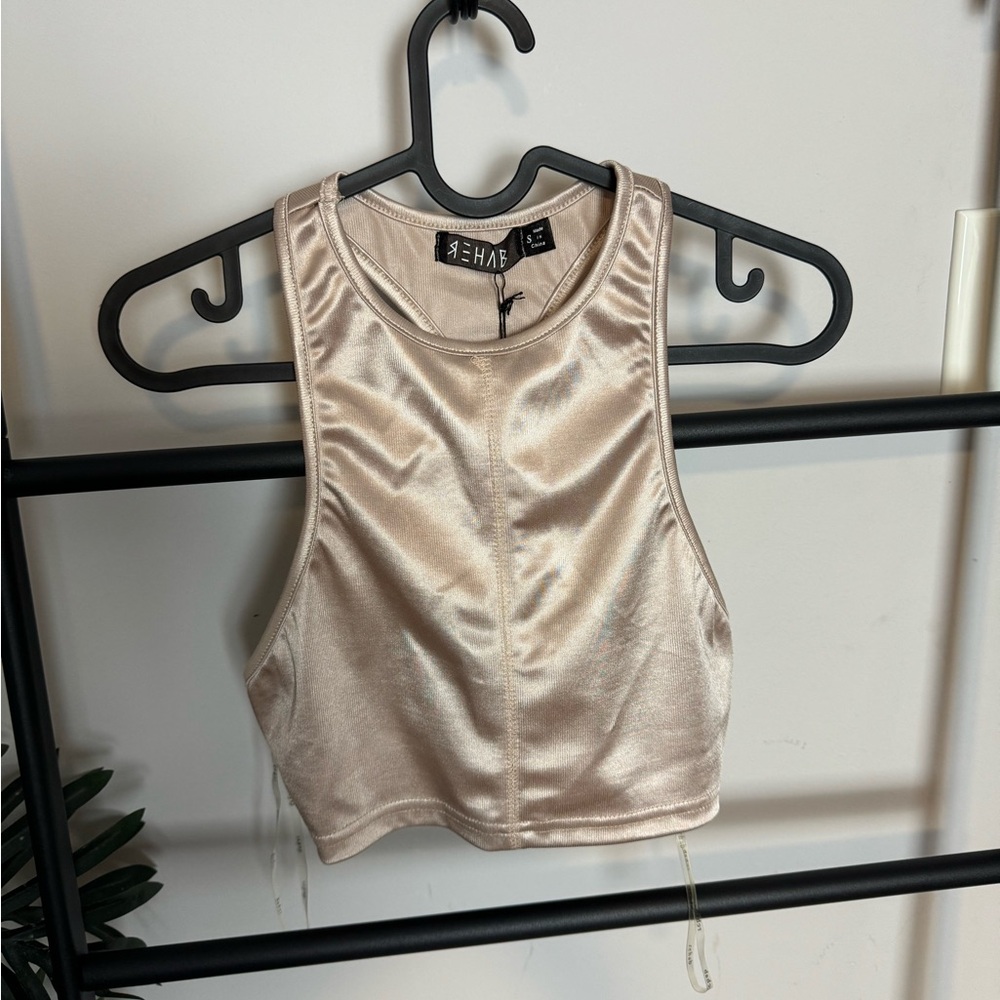 New Rehab Metalic gold top